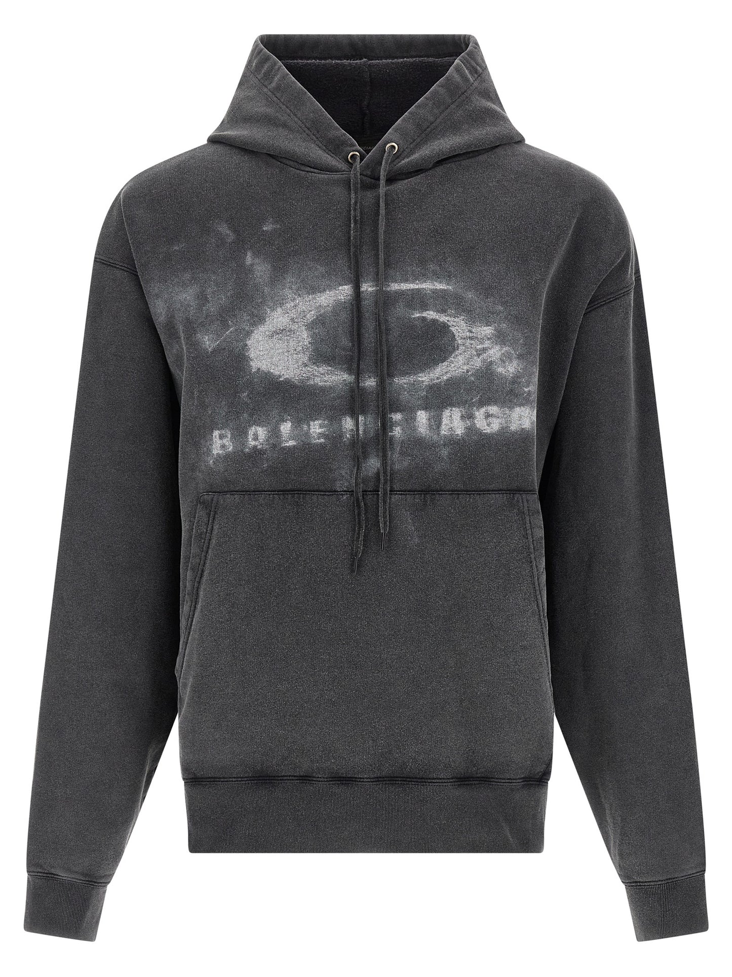 Sweatshirt Hoodie by Balenciaga for men in cotton bicolour, black, white & print features an luminous silhouette, showcasing a sophisticated hooded neckline and for a truly luminous look.