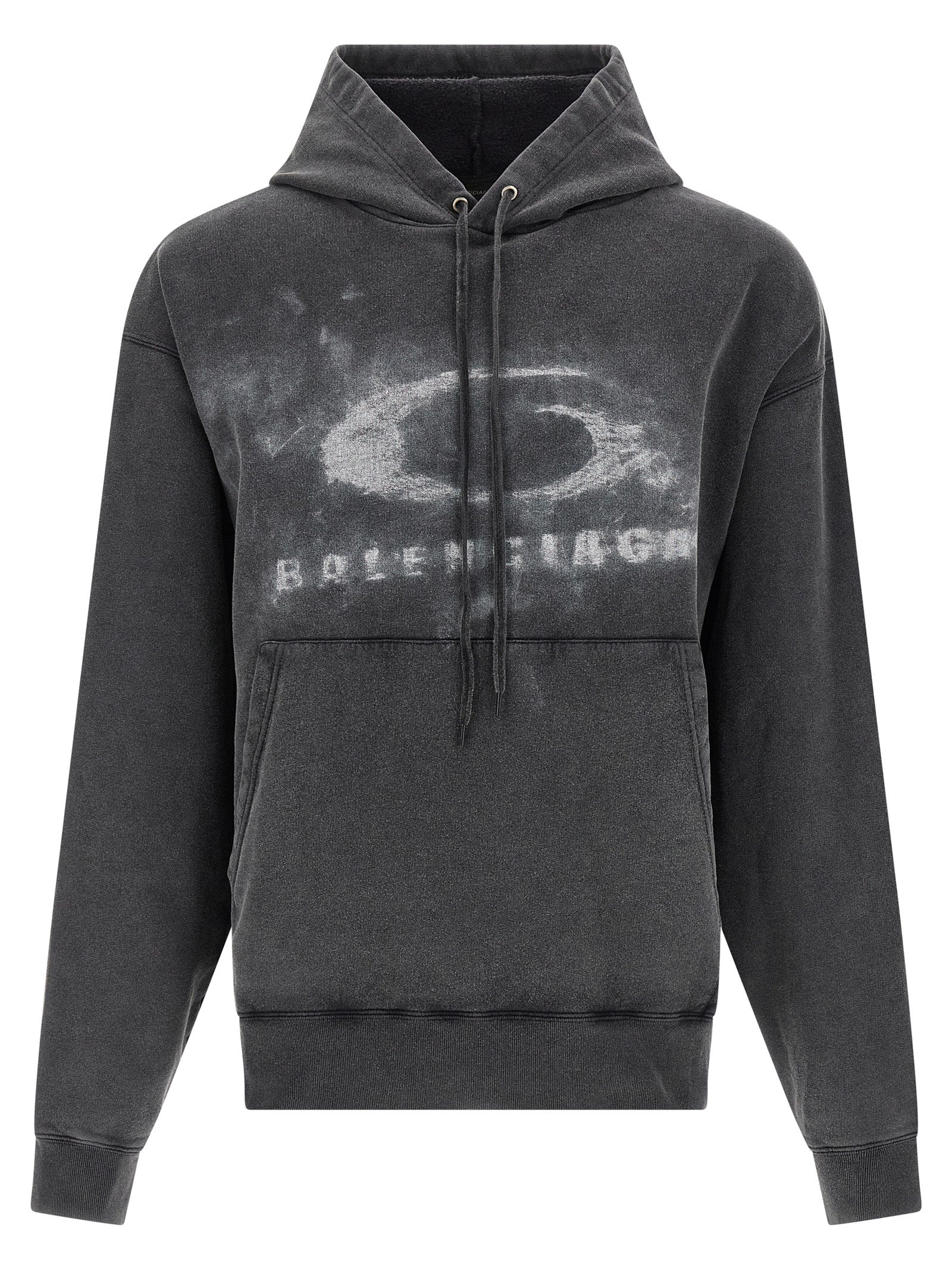 Sweatshirt Hoodie by Balenciaga for men in cotton bicolour, black, white & print features an luminous silhouette, showcasing a sophisticated hooded neckline and for a truly luminous look.