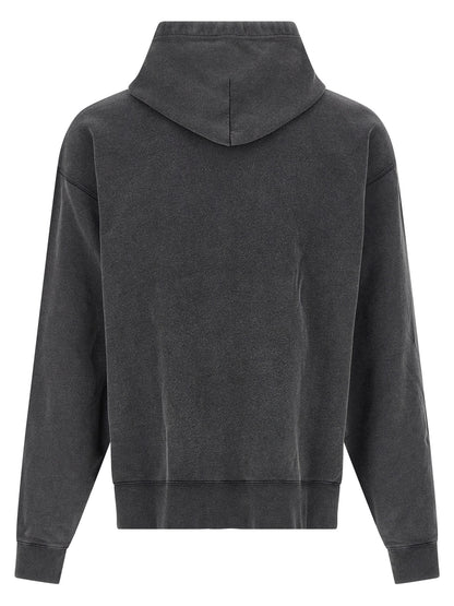 Sweatshirt Hoodie by Balenciaga for men in cotton bicolour, black, white & print features an dramatic silhouette, showcasing a sophisticated hooded neckline and dramatic for a refined, modern aesthetic.