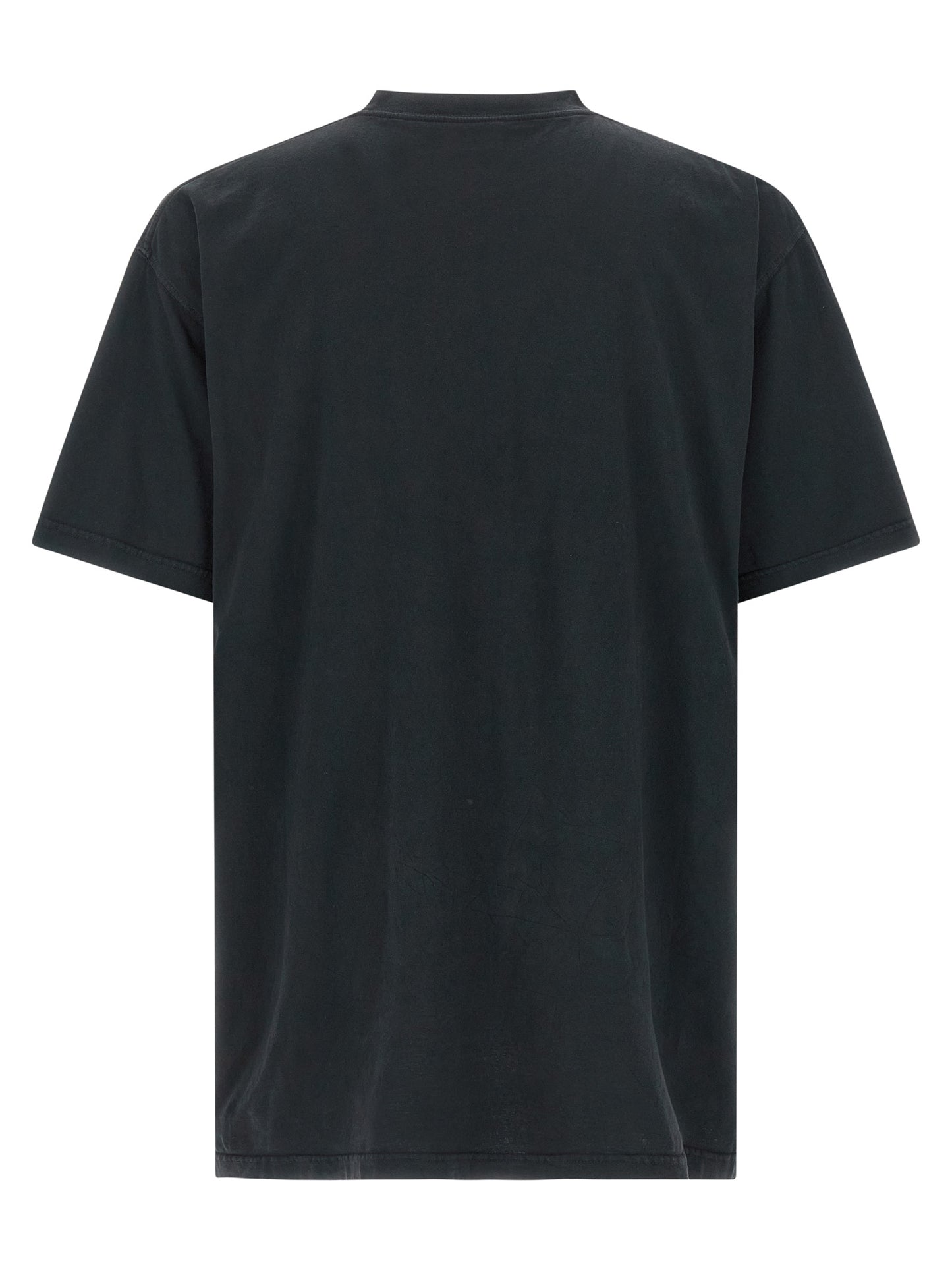 T-Shirt by Balenciaga for men in cotton black & print showcases a unassuming silhouette, artfully detailed with a refined crew neckline and unassuming for a sophisticated, contemporary look.