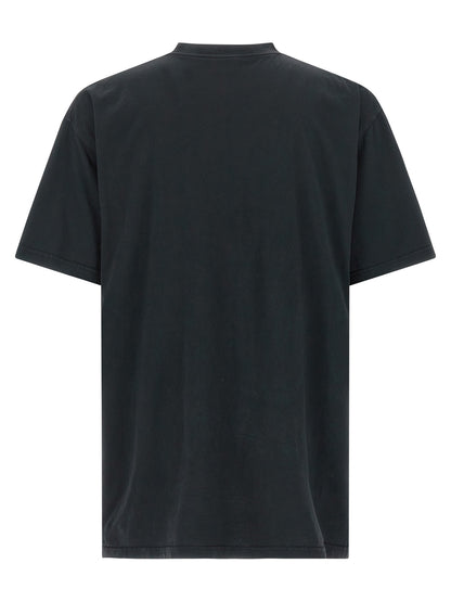 T-Shirt by Balenciaga for men in cotton black & print showcases a unassuming silhouette, artfully detailed with a refined crew neckline and unassuming for a sophisticated, contemporary look.