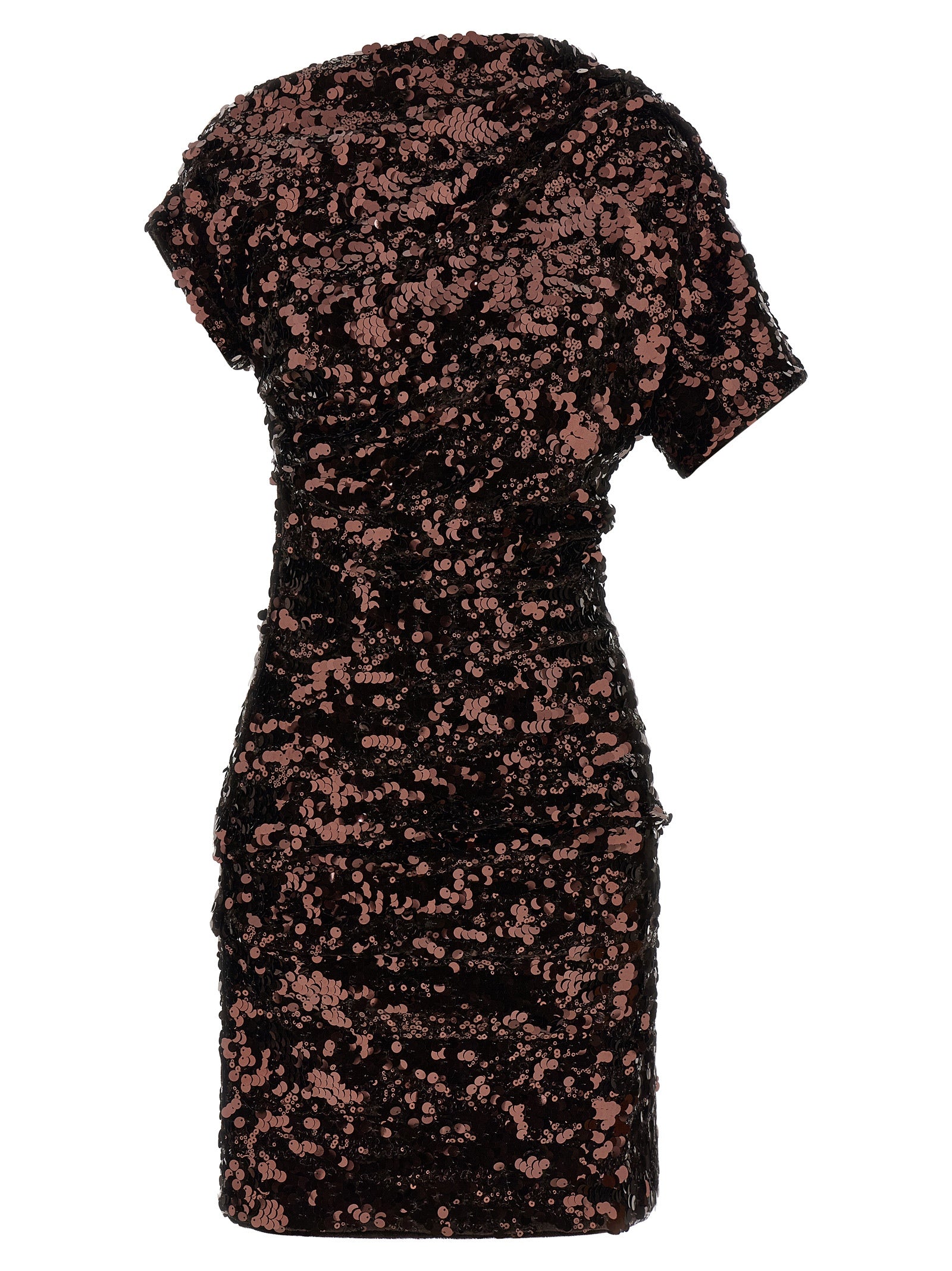 Dress by Ganni for women in polyester & sequins brown features an magnificent silhouette, artfully detailed with a magnificent and short-sleeve that flows into an magnificent short mini.