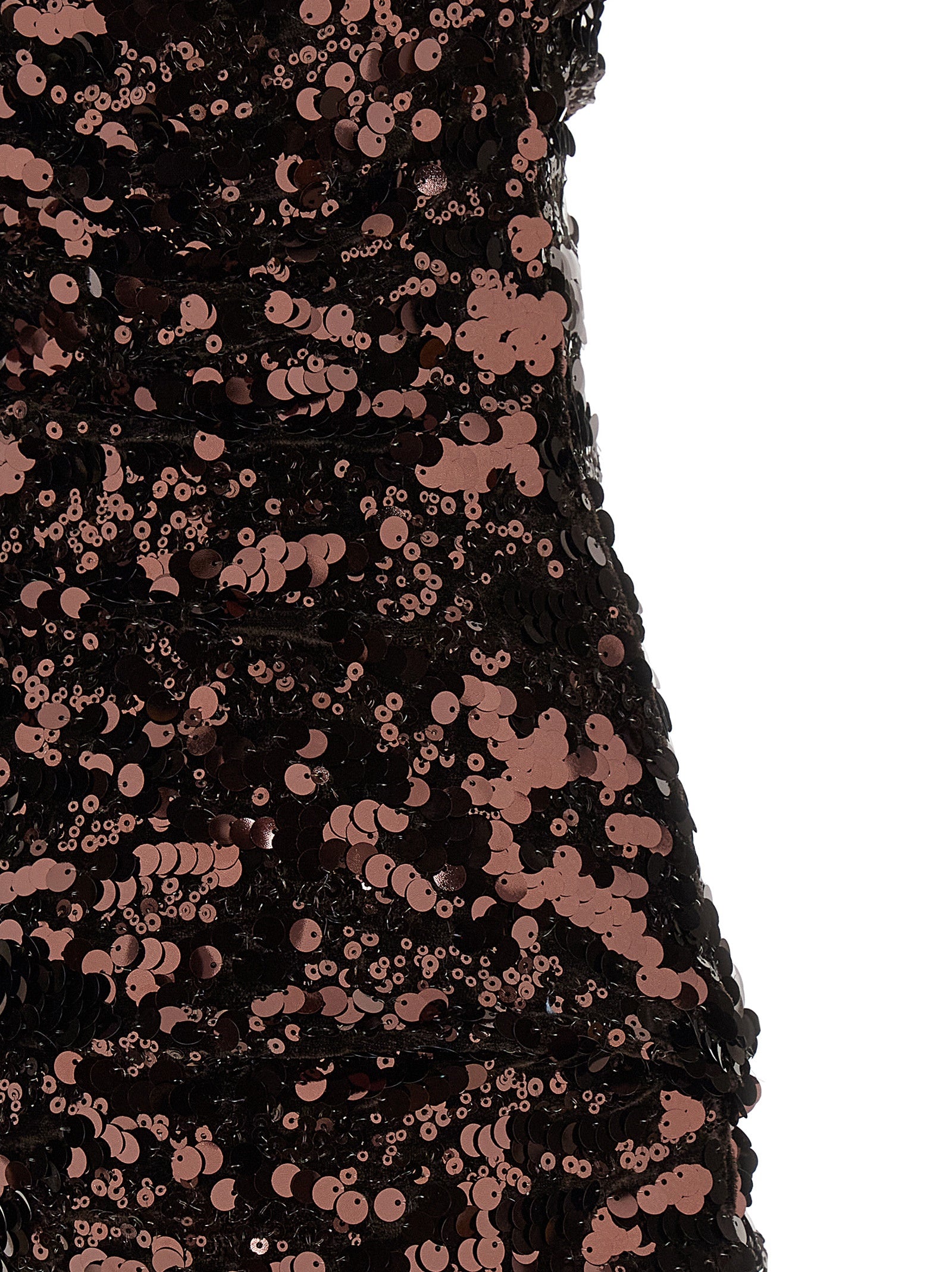 Dress by Ganni for women in polyester & sequins brown features an eye catching silhouette with a sophisticated , elegant , and a refined short mini for a eye catching aesthetic.
