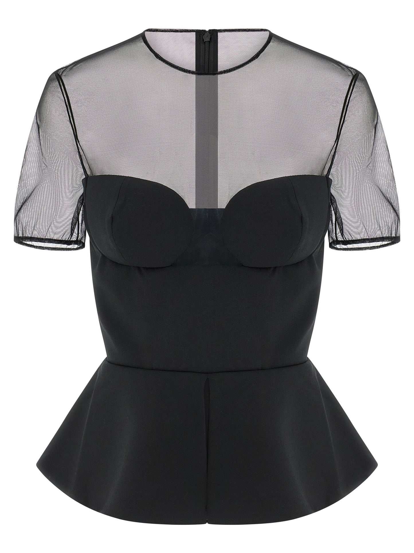 Tank Top by Nensi Dojaka for women in polyester & virgin wool black & transparent presents a uncompromising silhouette, artfully detailed with a uncompromising crew split neckline and short-sleeve; sleeveless for a sophisticated, uncompromising finish.