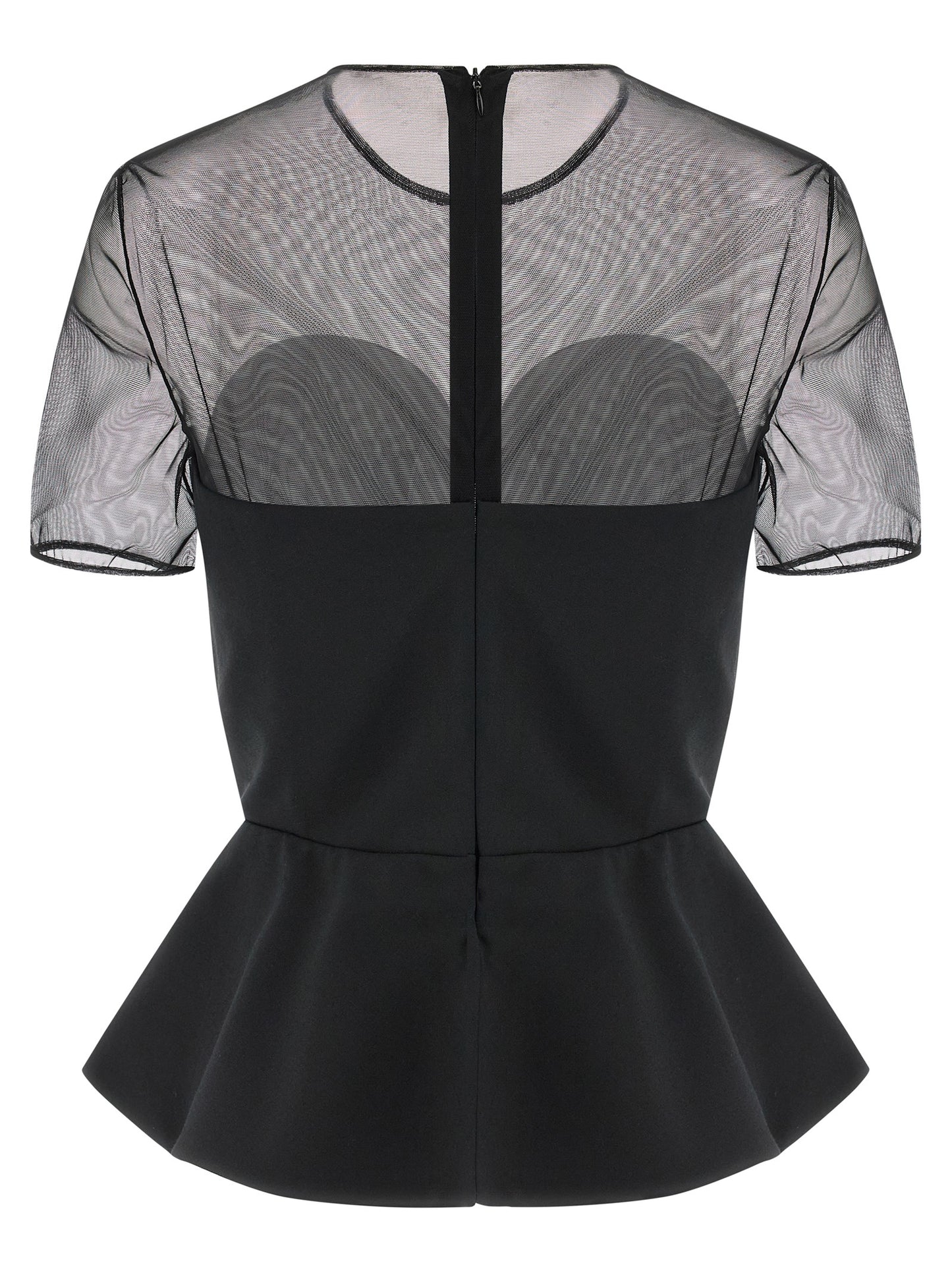 Tank Top by Nensi Dojaka for women in polyester & virgin wool black & transparent showcases a sublime silhouette, with and crew split neckline details for a sublime finish.