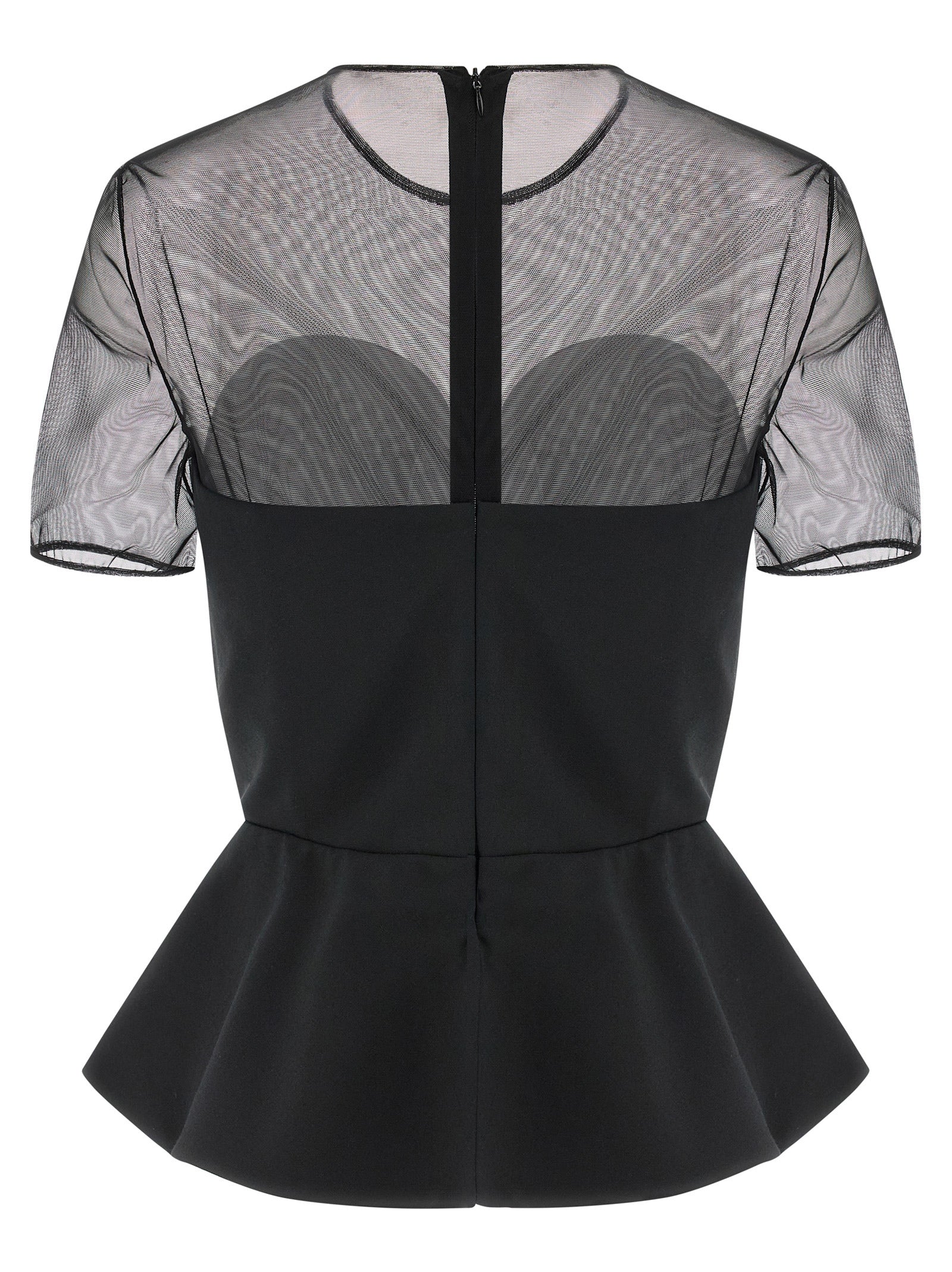 Tank Top by Nensi Dojaka for women in polyester & virgin wool black & transparent showcases a sublime silhouette, with and crew split neckline details for a sublime finish.