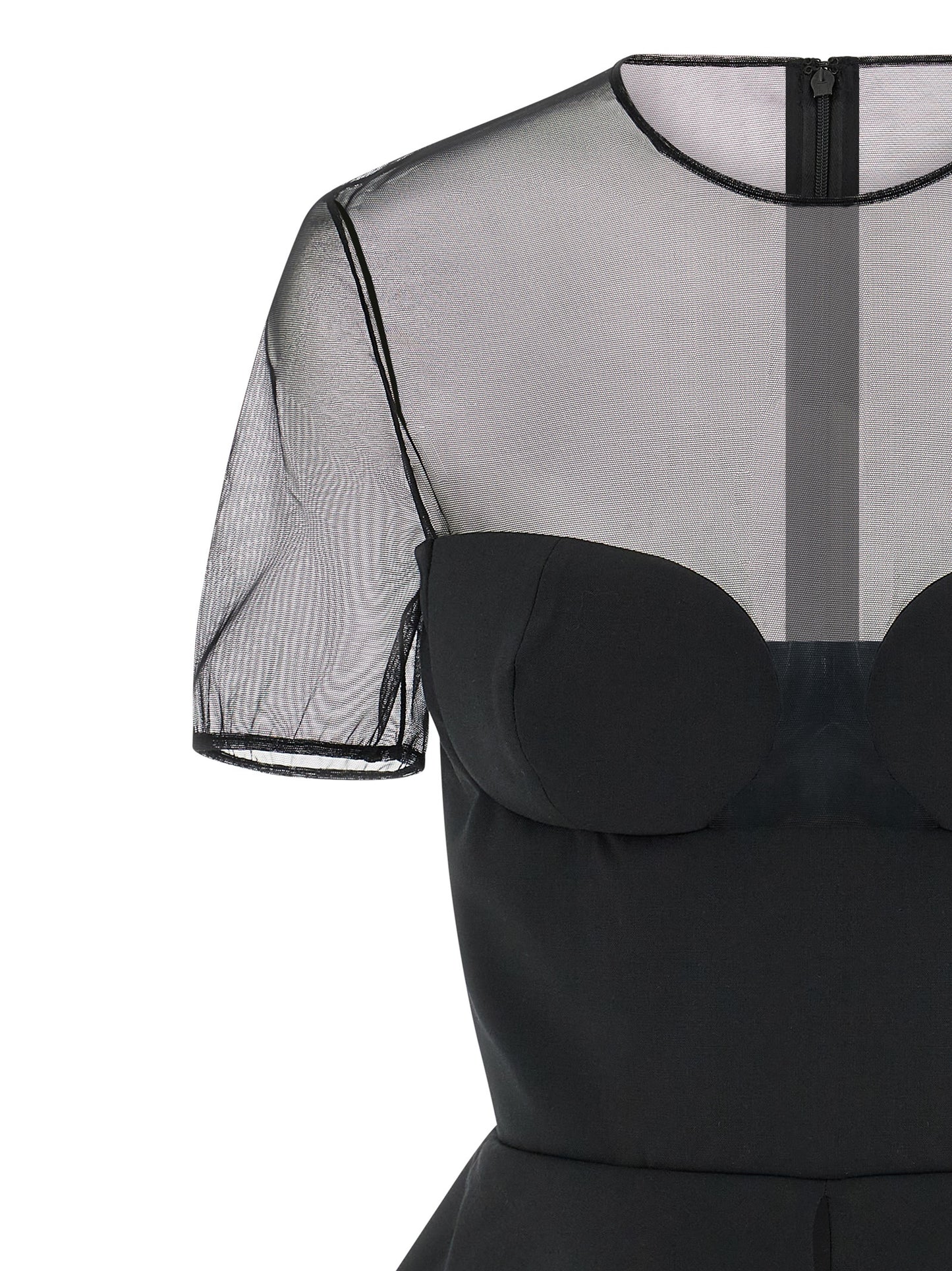 Tank Top by Nensi Dojaka for women in polyester & virgin wool black & transparent showcases a sublime silhouette, with and crew split neckline details for a sublime finish.