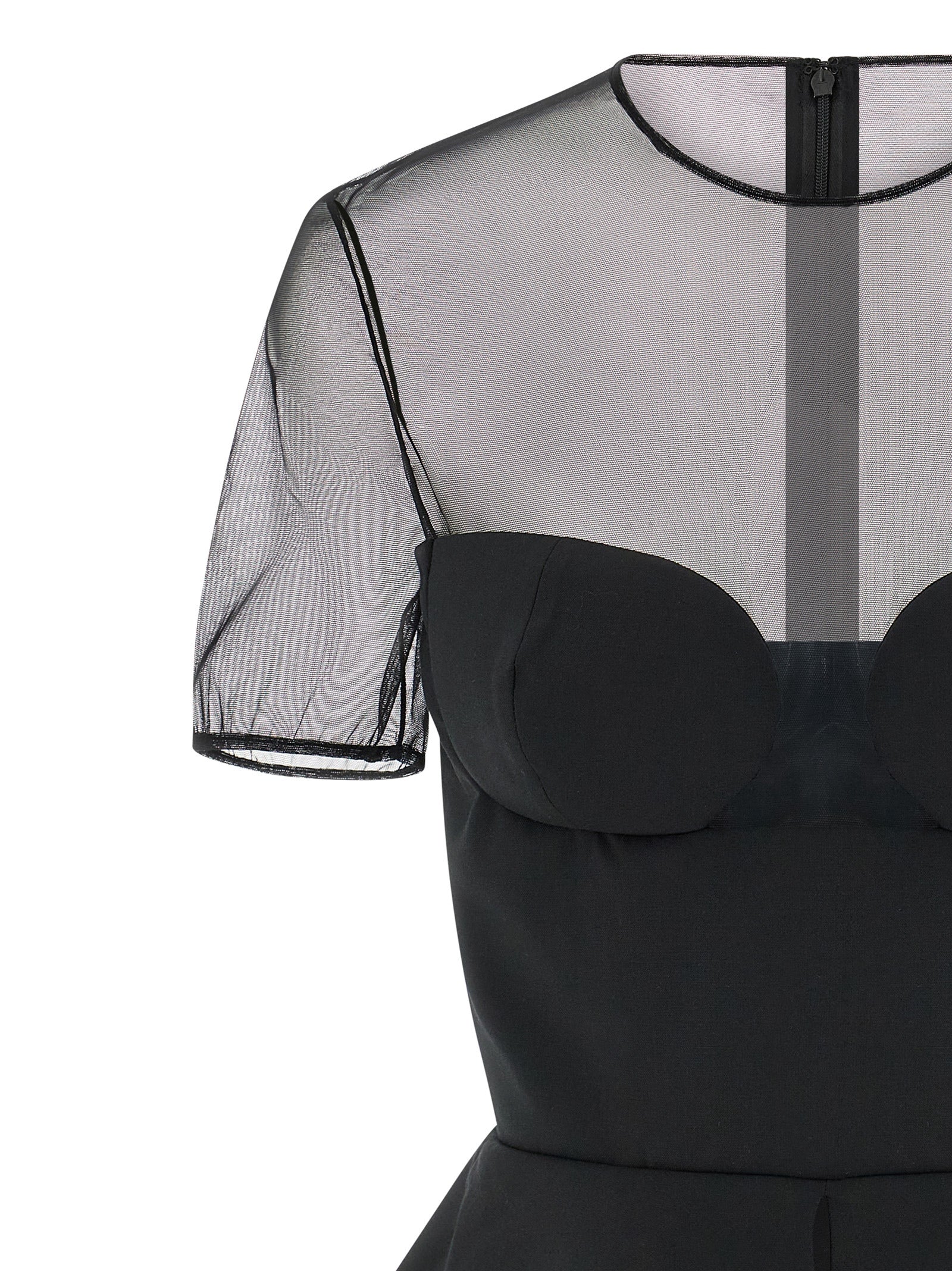 Tank Top by Nensi Dojaka for women in polyester & virgin wool black & transparent showcases a sublime silhouette, with and crew split neckline details for a sublime finish.