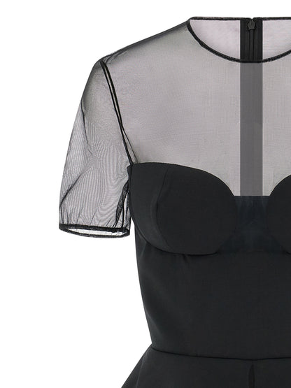 Tank Top by Nensi Dojaka for women in polyester & virgin wool black & transparent showcases a sublime silhouette, with and crew split neckline details for a sublime finish.