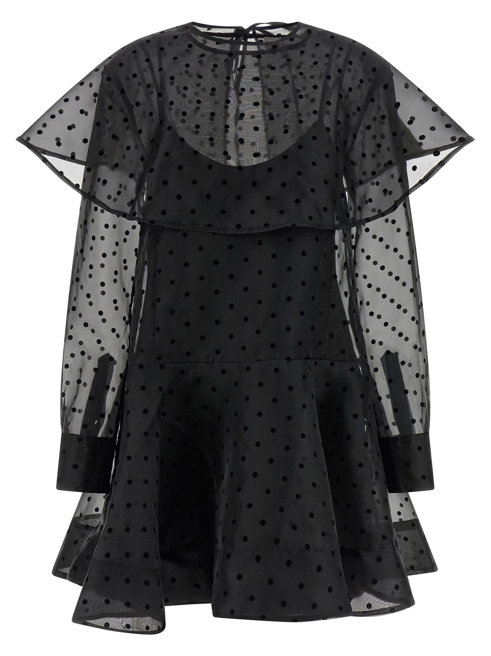 Dress by Ganni for women in polyester & viscose black & transparent features an cute silhouette, detailed with a and that elegantly flows into a cute maxi short mini.