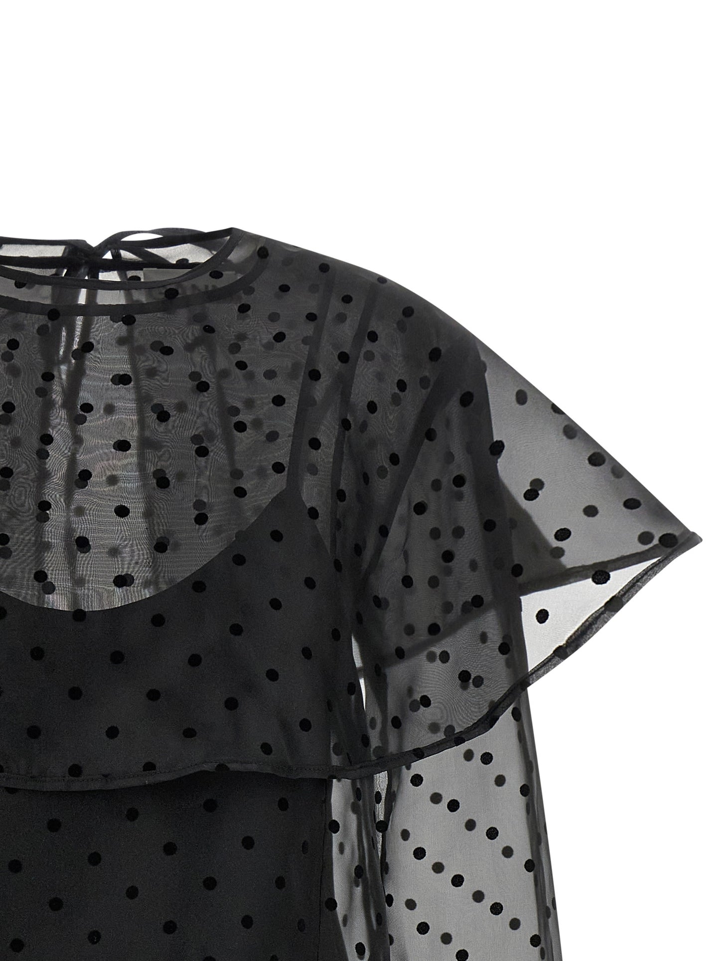 Dress by Ganni for women in polyester & viscose black & transparent features an magnificent silhouette, artfully detailed with a magnificent and that flows into an magnificent maxi short mini.