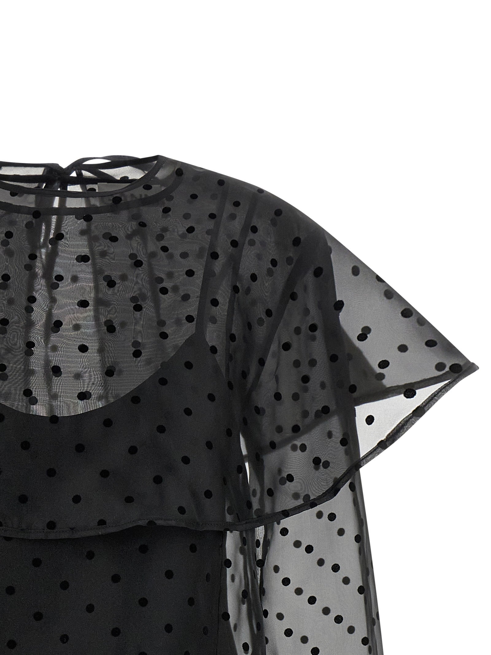 Dress by Ganni for women in polyester & viscose black & transparent features an magnificent silhouette, artfully detailed with a magnificent and that flows into an magnificent maxi short mini.