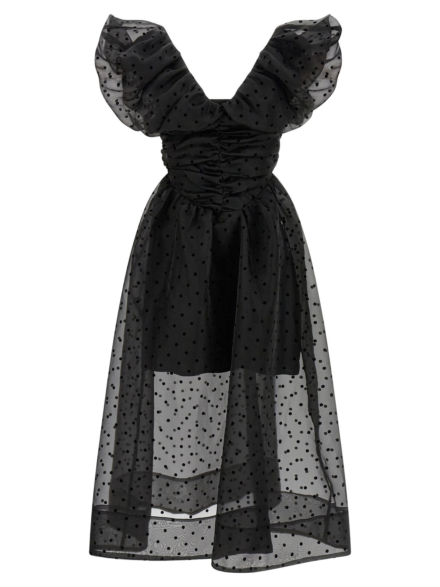 Ganni Black Recycled Polyester Midi Dress