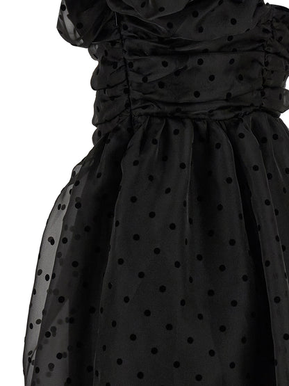 Ganni Black Recycled Polyester Midi Dress