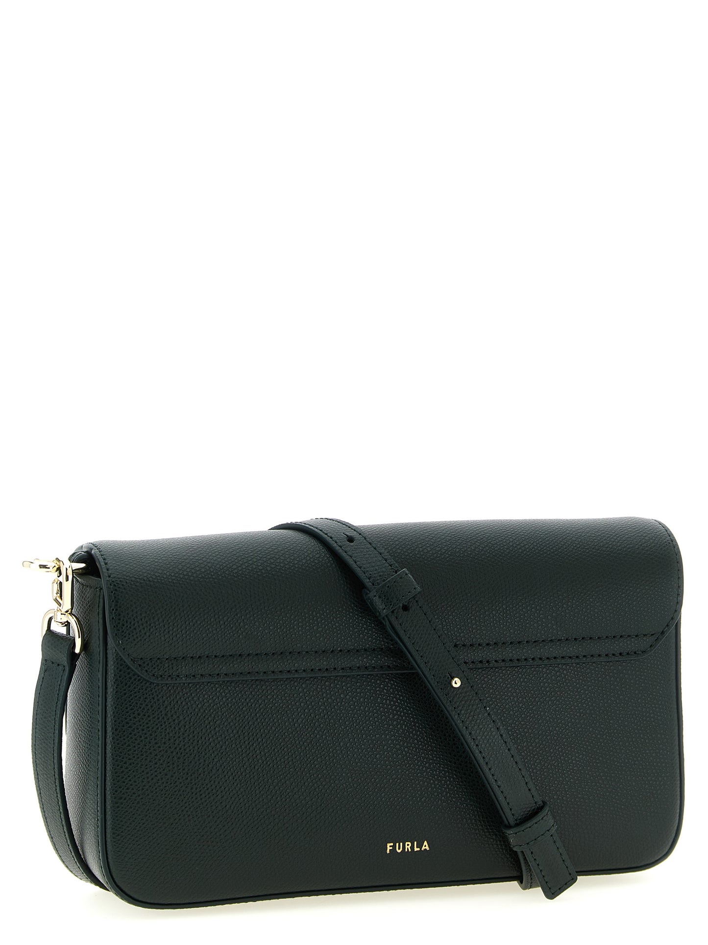 Small Crossbody Flap Handbag by Furla for women in calfskin leather bicolour & green features a multifaceted silhouette, showcasing a secure flap & magnetic and multifaceted with versatile crossbody-strap, shoulder-strap & adjustable-strap for multifaceted style.