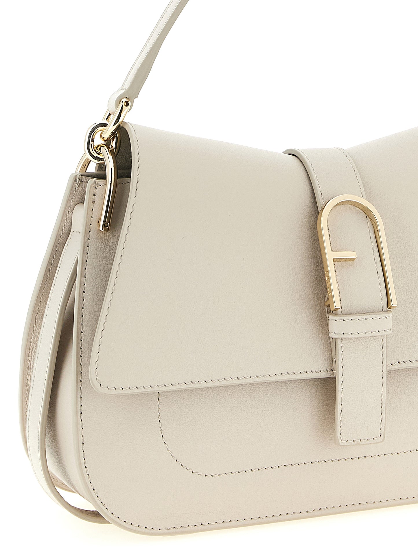 Shoulder Sling Flap Bag by Furla for women in calfskin leather beige features an effortlessly chic silhouette with a secure flap, ample , and versatile shoulder-strap, adjustable-strap & handle for effortlessly chic everyday luxury.