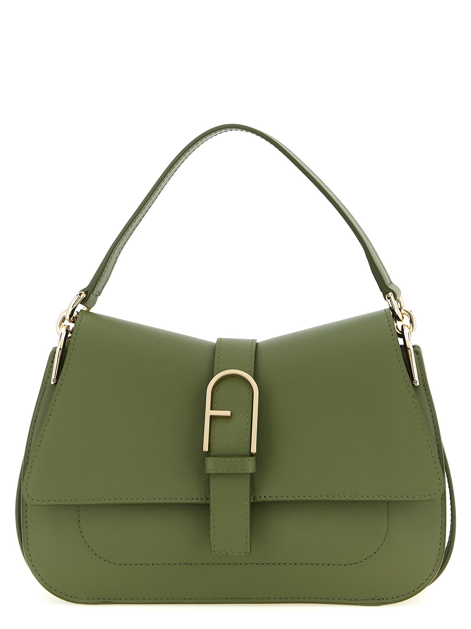 Shoulder Flap Bag by Furla for women in calfskin leather bicolour & green features a effortless sophistication silhouette, secured by a flap with ample and versatile shoulder-strap, adjustable-strap & handle for a effortless sophistication finish.