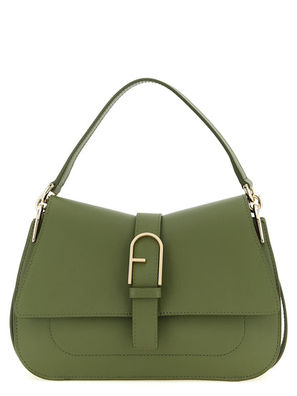 Shoulder Flap Bag by Furla for women in calfskin leather bicolour & green features a effortless sophistication silhouette, secured by a flap with ample and versatile shoulder-strap, adjustable-strap & handle for a effortless sophistication finish.