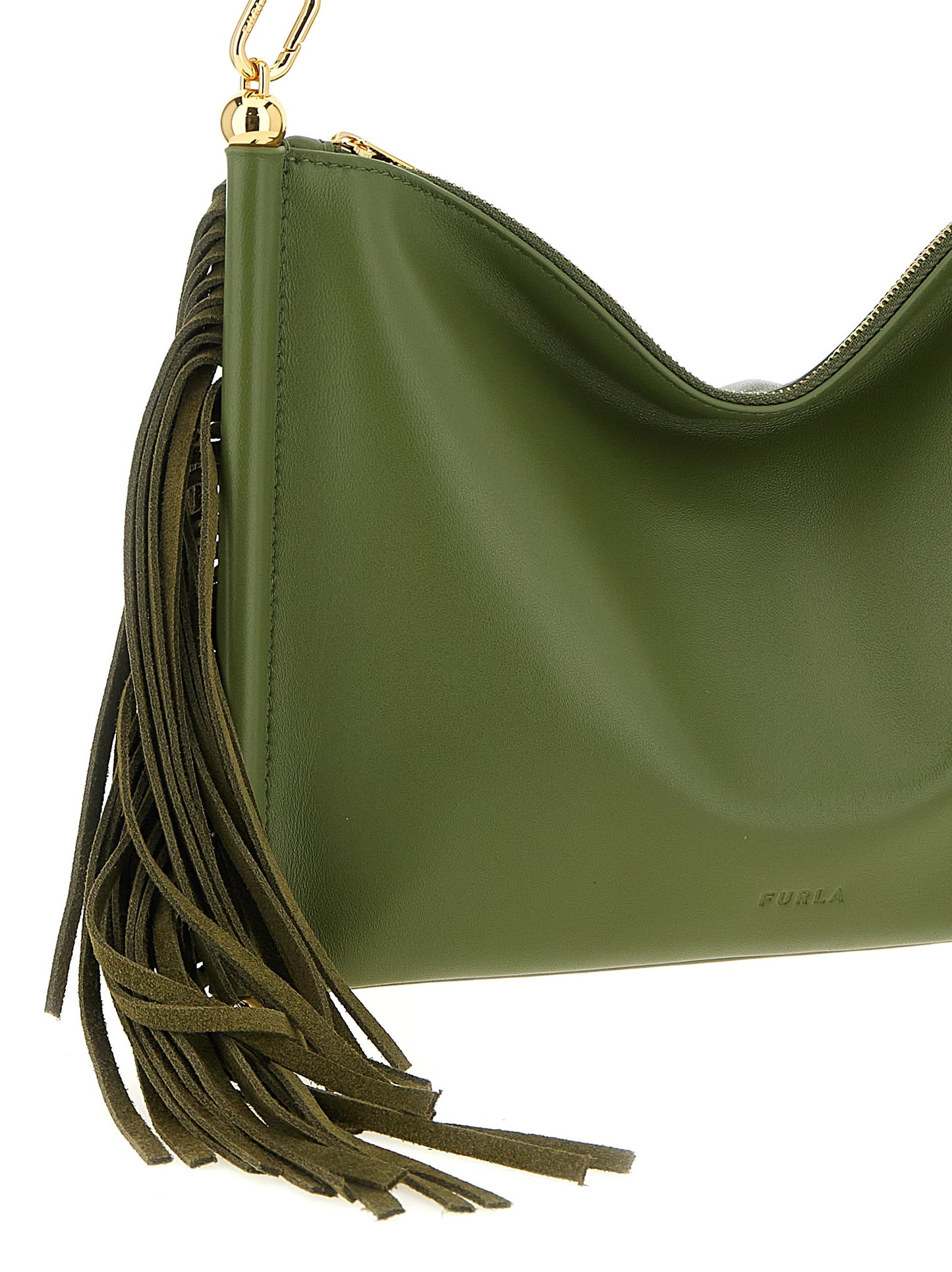 Mini Shoulder Bag by Furla for women in pu leather bicolour & green features a statuesque silhouette, showcasing a secure zipper and statuesque with versatile shoulder-strap & adjustable-strap for a statuesque finish.