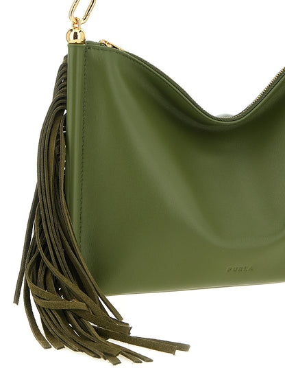 Mini Shoulder Bag by Furla for women in pu leather bicolour & green features a statuesque silhouette, showcasing a secure zipper and statuesque with versatile shoulder-strap & adjustable-strap for a statuesque finish.