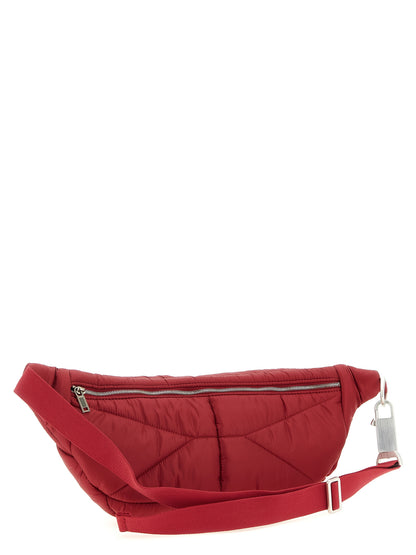 Quilted Crossbody Fanny Pack Handbag by Rick Owens for women in polyester multicolor, red & patterned showcases a versatile sophistication silhouette, featuring a secure zipper, versatile sophistication , and versatile crossbody-strap, shoulder-strap, adjustable-strap & belt-strap for a versatile sophistication finish.