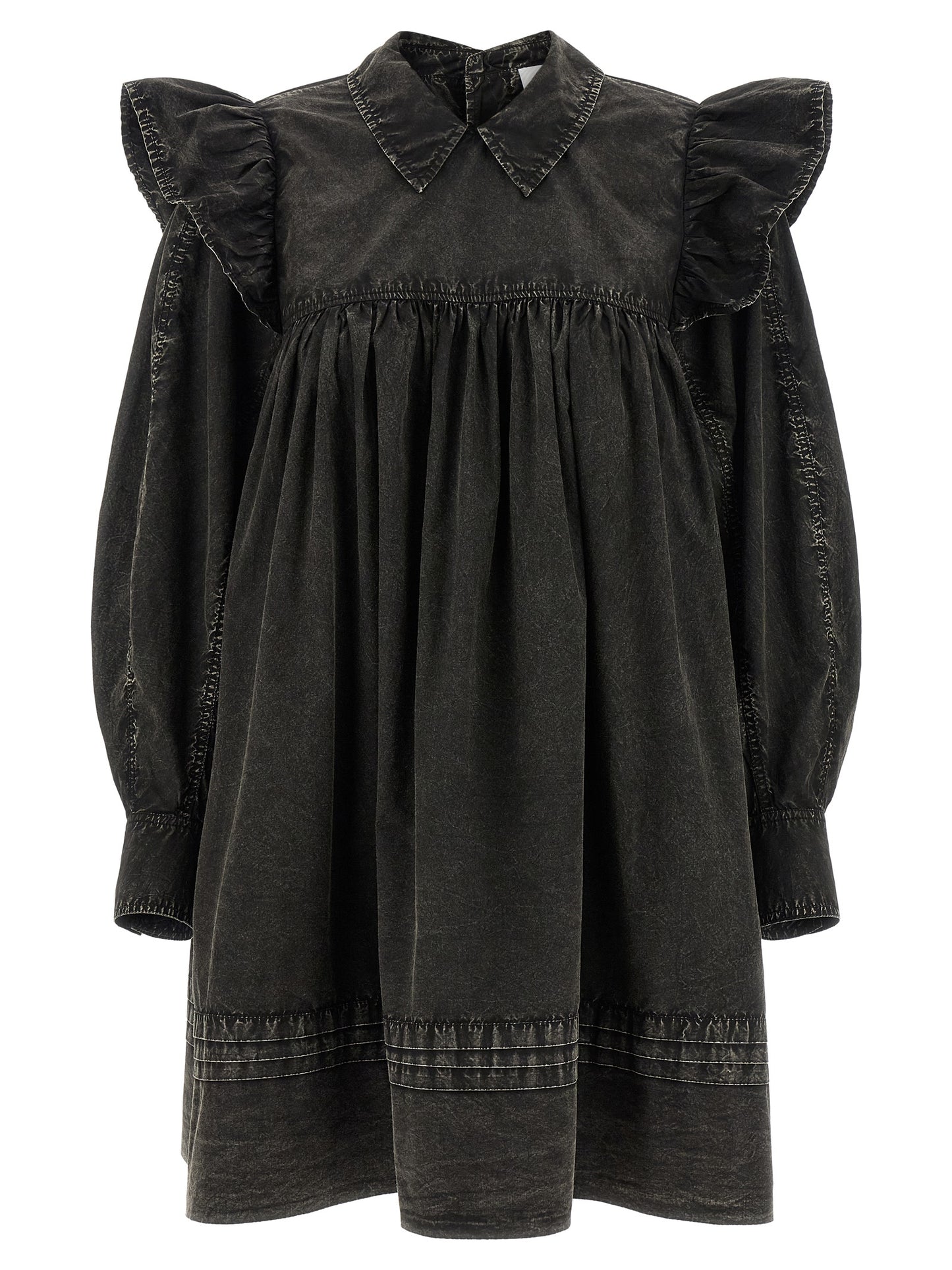 Dress by Ganni for women in organic cotton black features an cute silhouette, detailed with a and that elegantly flows into a cute maxi short mini.