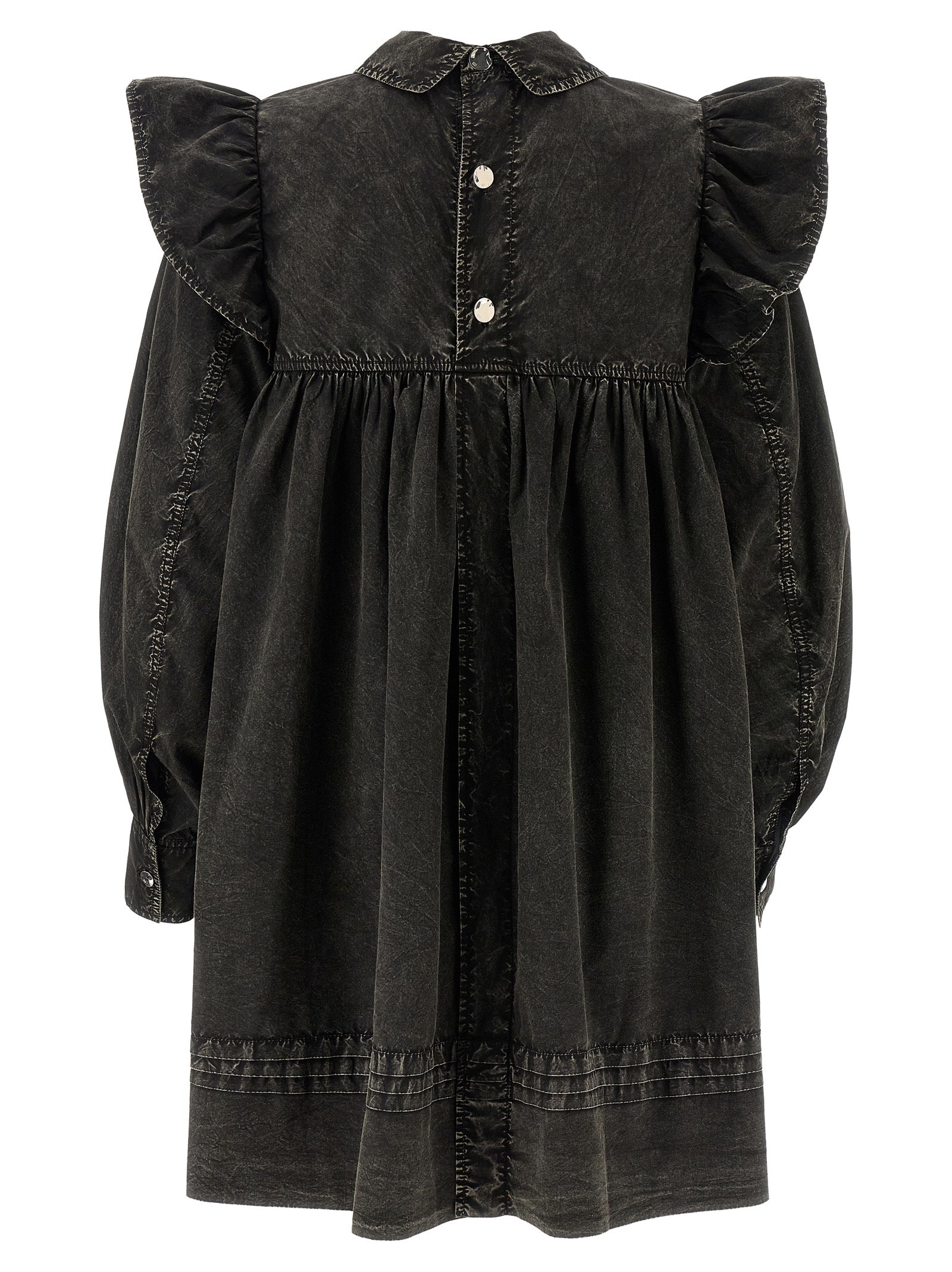 Dress by Ganni for women in organic cotton black showcases a striking silhouette, elegantly detailed with a , refined , and a striking maxi short mini for a striking finish.