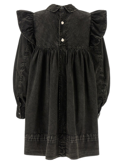 Dress by Ganni for women in organic cotton black showcases a striking silhouette, elegantly detailed with a , refined , and a striking maxi short mini for a striking finish.