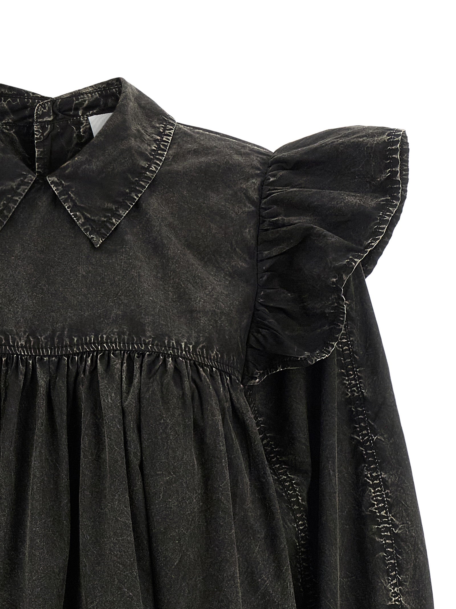 Dress by Ganni for women in organic cotton black features an sultry silhouette defined by a and , falling to an sultry maxi short mini for a sultry look.