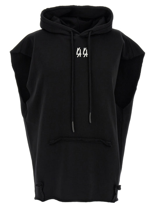 Sweatshirt Hoodie by 44 Label Group for men in cotton black & print showcases a city-ready silhouette, artfully detailed with a signature hooded neckline and sleeveless for a city-ready finish.