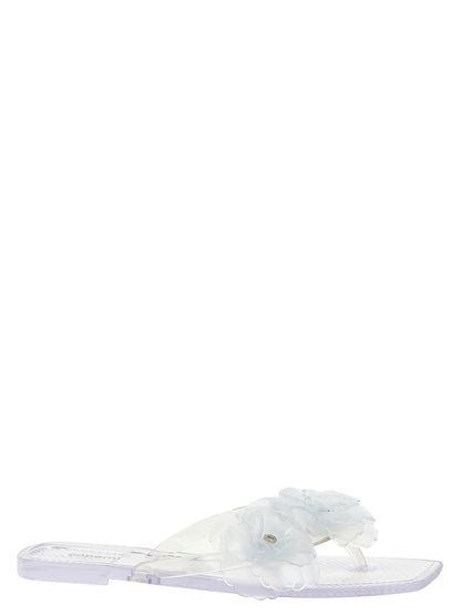 Flip-Flops Sliders Sandals Flat Shoes by Coperni for women in pvc transparent presents a effortless chic silhouette, showcasing the Women's PVC Flip-Flops Sliders Sandals Flat Shoes design with a effortless chic and for a sophisticated look.
