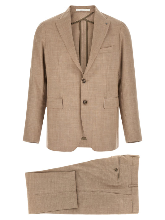 Pant Suit by Tagliatore for men in silk cupro & virgin wool beige features a tailored silhouette, showcasing a sophisticated and tailored for a refined, professional look.