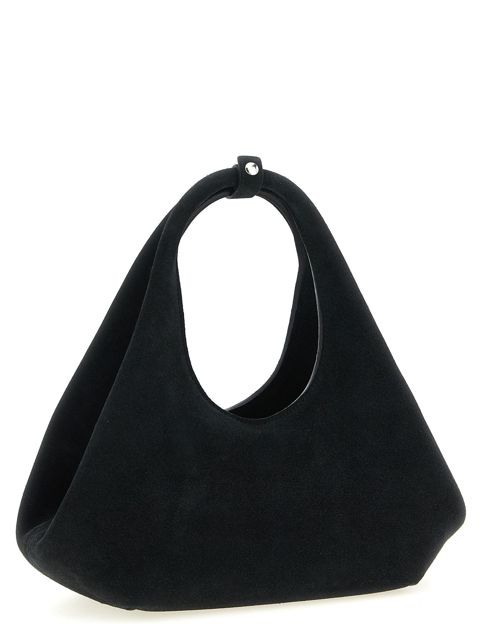 Mini Handbag by Coperni for women in bos taurus calf suede leather black features a ornamental silhouette, showcasing a secure zipper, ample , and ornamental handle for a sophisticated look.