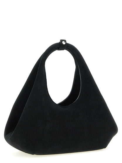 Mini Handbag by Coperni for women in bos taurus calf suede leather black features a ornamental silhouette, showcasing a secure zipper, ample , and ornamental handle for a sophisticated look.