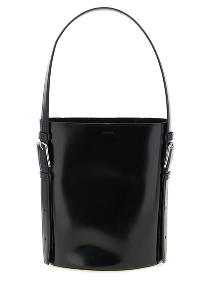 Shoulder Bucket Bag by Coperni for women in bos taurus calf suede leather black features a effortless sophistication silhouette, secured by a with ample and versatile shoulder-strap, adjustable-strap & handle for a effortless sophistication finish.