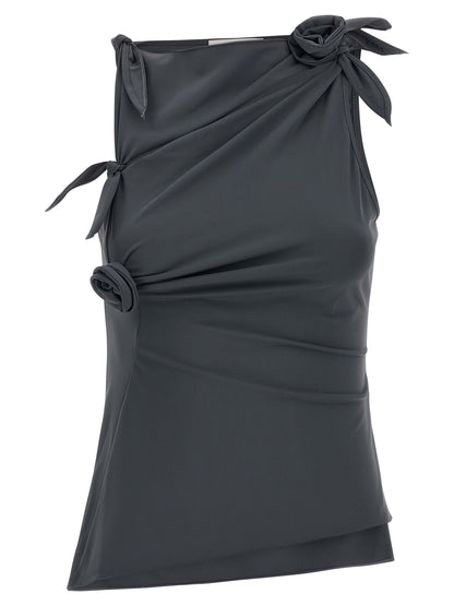 Tank Top by Coperni for women in stretch polyamide gray & floral showcases a sumptuous silhouette, artfully detailed with a sumptuous asymmetric neckline and sleeveless for a truly sumptuous finish.