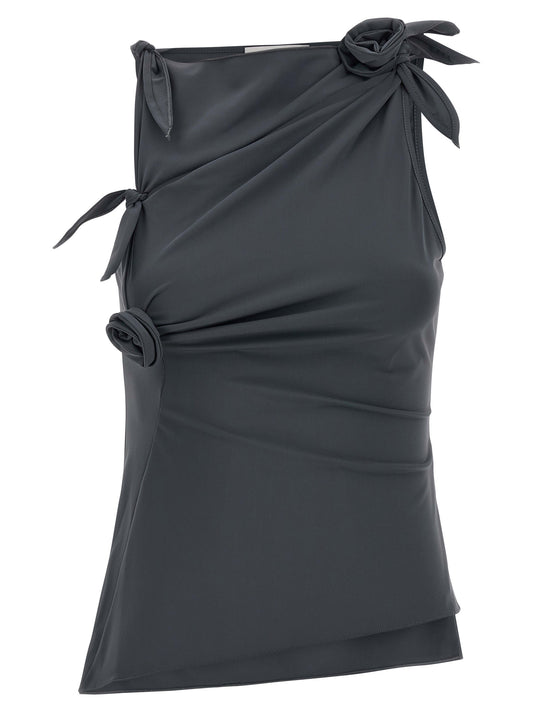 Tank Top by Coperni for women in stretch polyamide gray & floral showcases a sumptuous silhouette, artfully detailed with a sumptuous asymmetric neckline and sleeveless for a truly sumptuous finish.