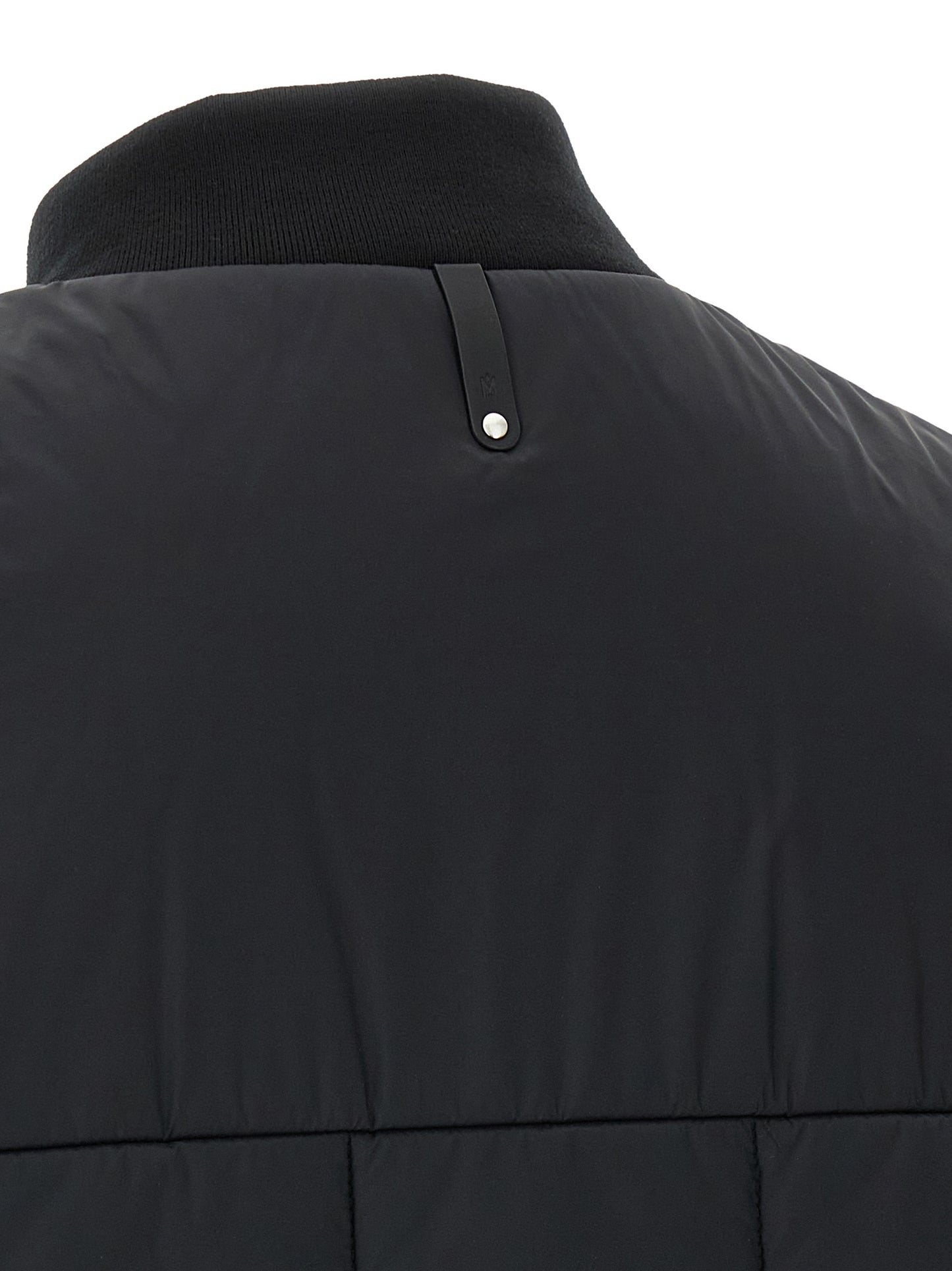 Vest by Mackage for men in nylon & silicone black & silver features an contemporary silhouette, showcasing refined and a contemporary for a sophisticated layered look.