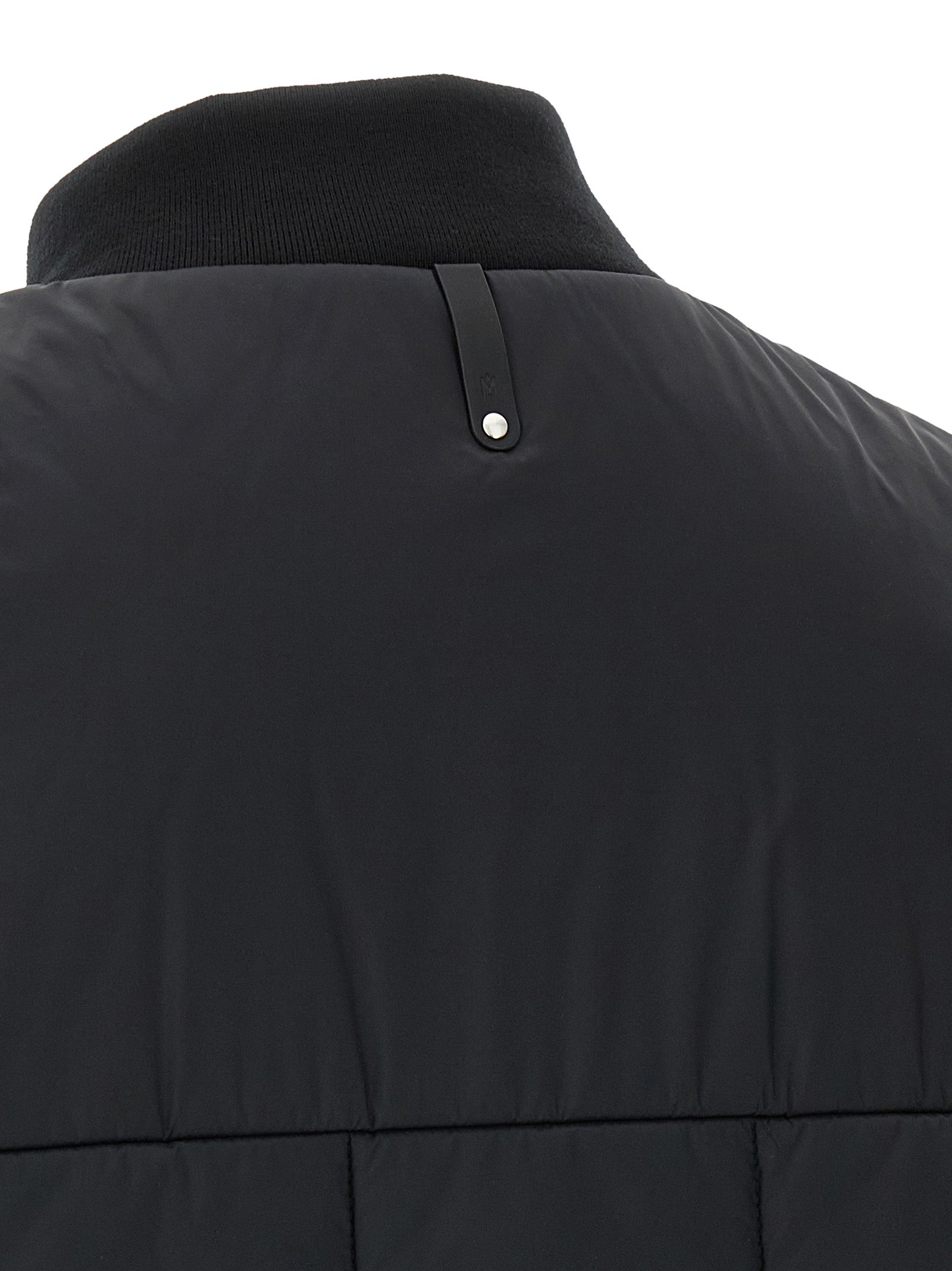 Vest by Mackage for men in nylon & silicone black & silver features an contemporary silhouette, showcasing refined and a contemporary for a sophisticated layered look.
