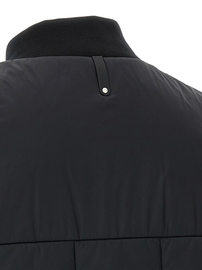 Vest by Mackage for men in nylon & silicone black & silver features an contemporary silhouette, showcasing refined and a contemporary for a sophisticated layered look.