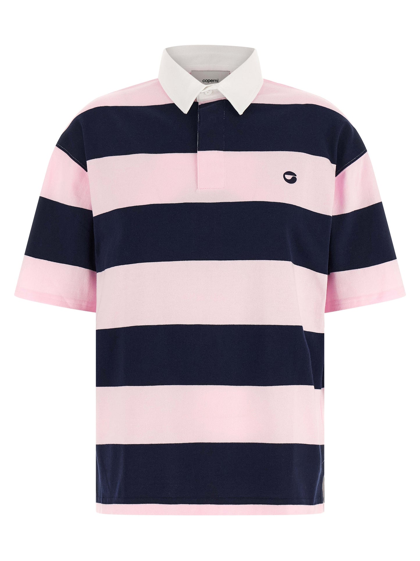 Polo Shirt by Coperni for women in organic cotton multicolor & striped showcases a sharp silhouette, detailed with a refined and sharp short-sleeve for a sophisticated finish.