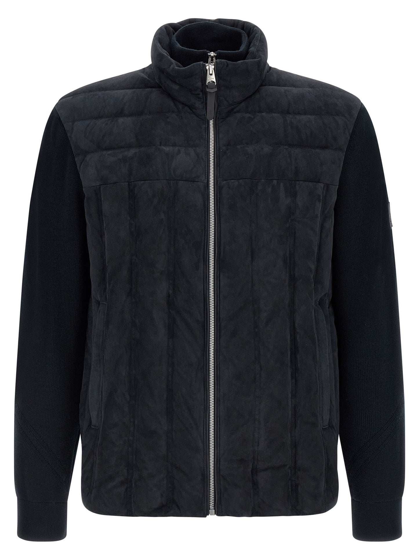 Overcoat by Mackage for men in virgin wool & suede leather blue features a contemporary silhouette showcasing a contemporary and refined pockets & insulated for a sophisticated finish.