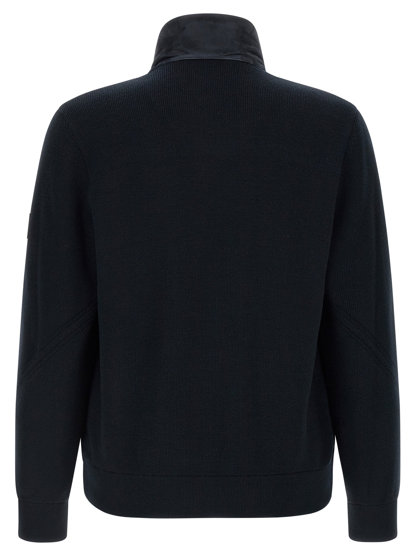 Overcoat by Mackage for men in virgin wool & suede leather blue presents a luxurious silhouette, showcasing a luxurious and sophisticated pockets & insulated for a premium, luxurious look.