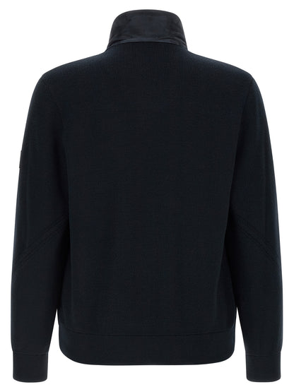 Overcoat by Mackage for men in virgin wool & suede leather blue presents a luxurious silhouette, showcasing a luxurious and sophisticated pockets & insulated for a premium, luxurious look.