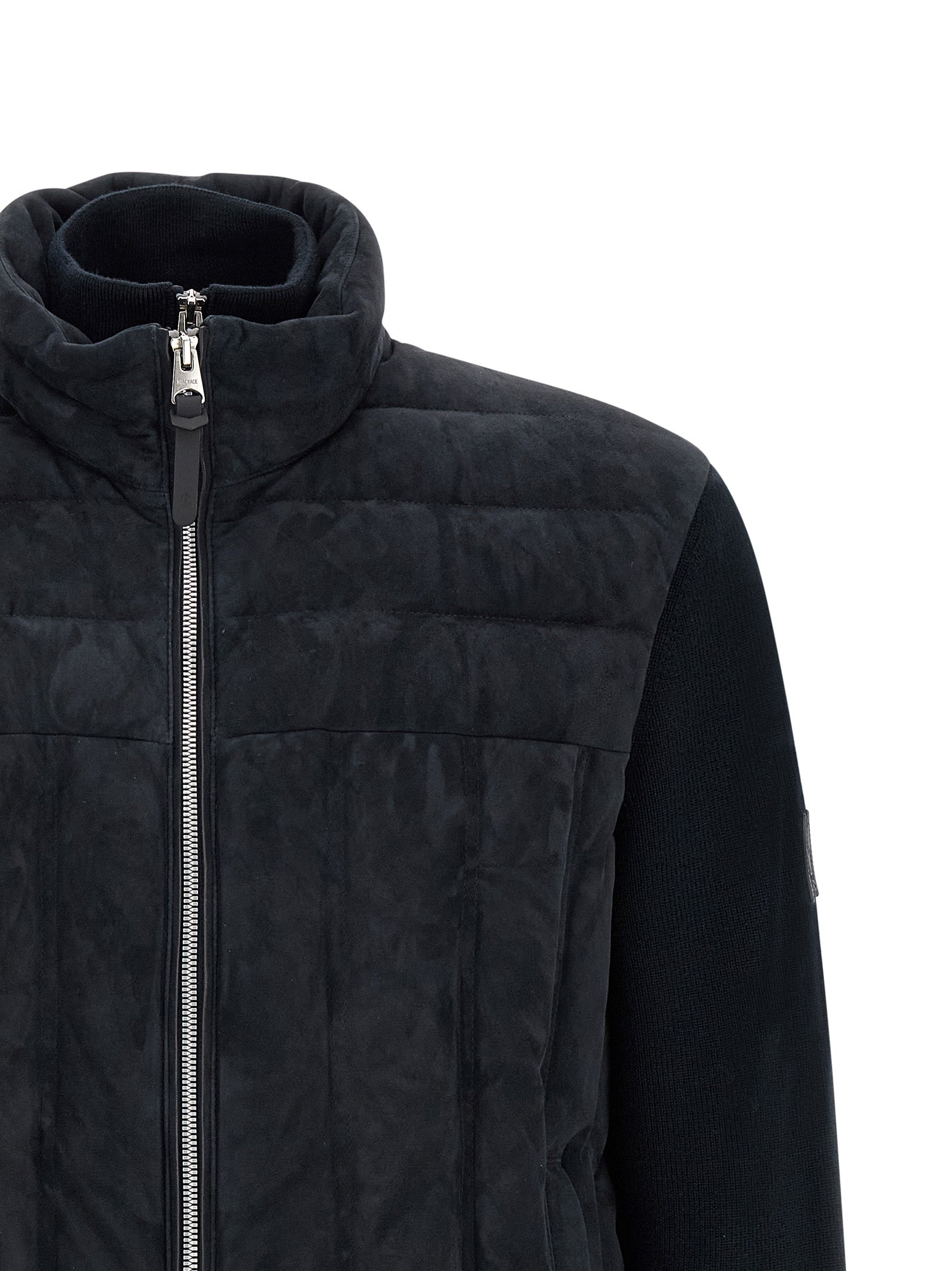 Overcoat by Mackage for men in virgin wool & suede leather blue features an satoral silhouette, showcasing a sophisticated and satoral pockets & insulated for a premium, timeless look.