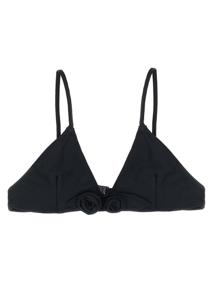 Swimwear Top by Coperni for women in stretch polyamide black & floral features a beach chic silhouette, beautifully showcasing the signature design of the Waves Women's Stretch Polyamide Swimwear Top.
