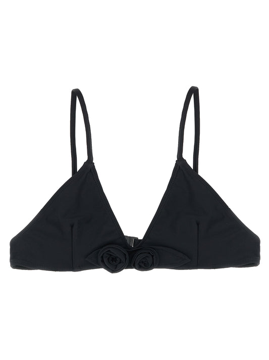 Swimwear Top by Coperni for women in stretch polyamide black & floral features a beach chic silhouette, beautifully showcasing the signature design of the Waves Women's Stretch Polyamide Swimwear Top.