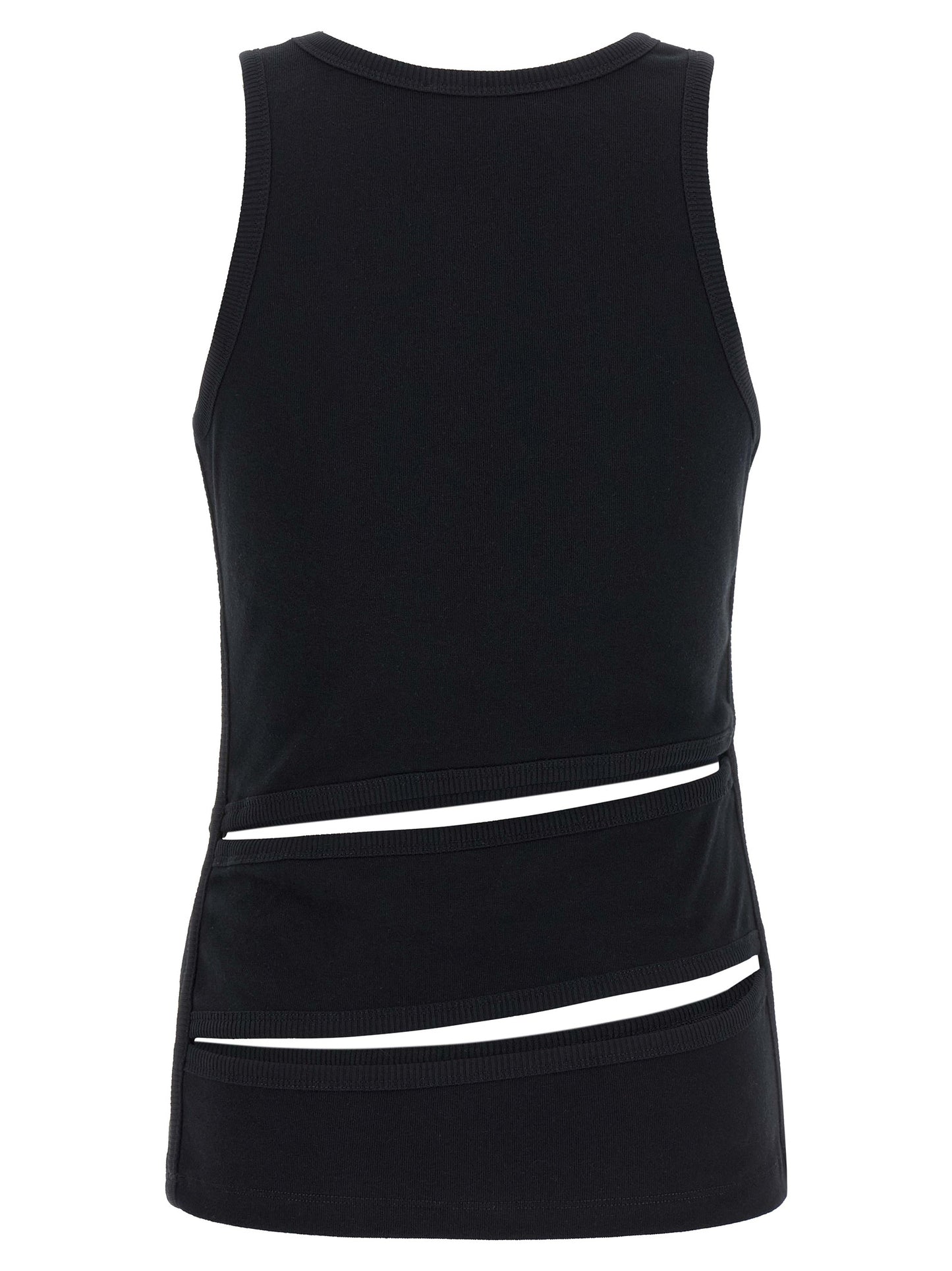 Tank Top by Coperni for women in organic cotton black showcases a perennial silhouette, artfully detailed with a design and a perennial round neckline.