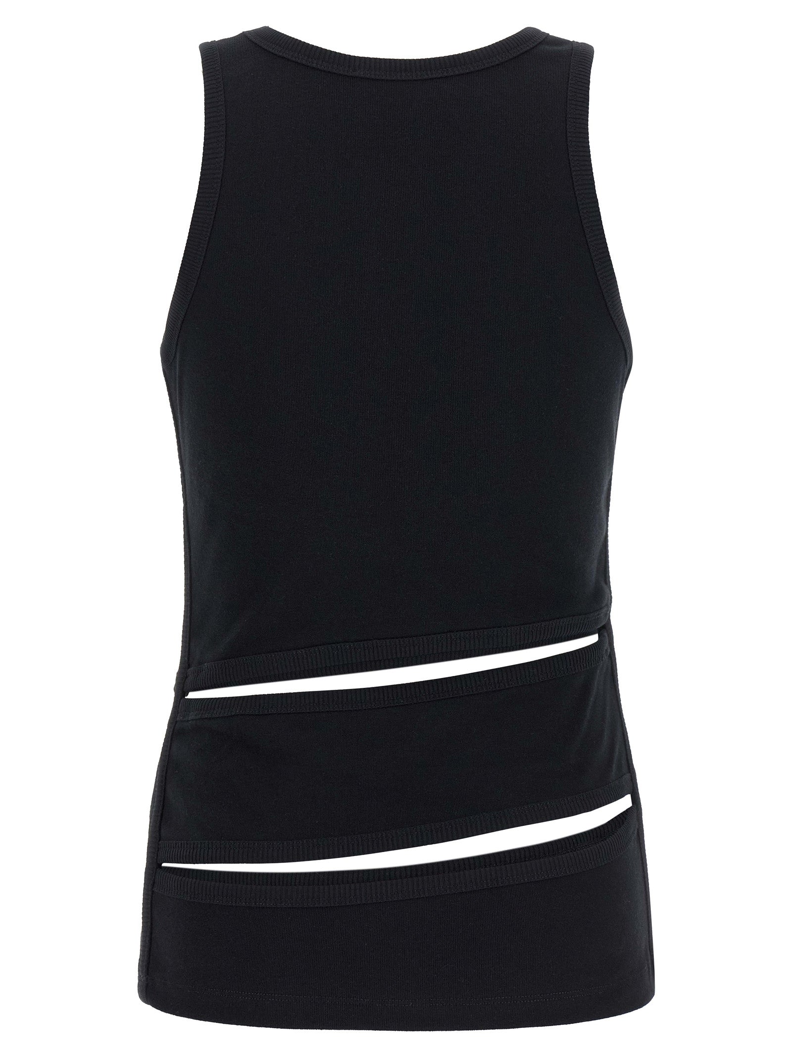 Tank Top by Coperni for women in organic cotton black showcases a perennial silhouette, artfully detailed with a design and a perennial round neckline.