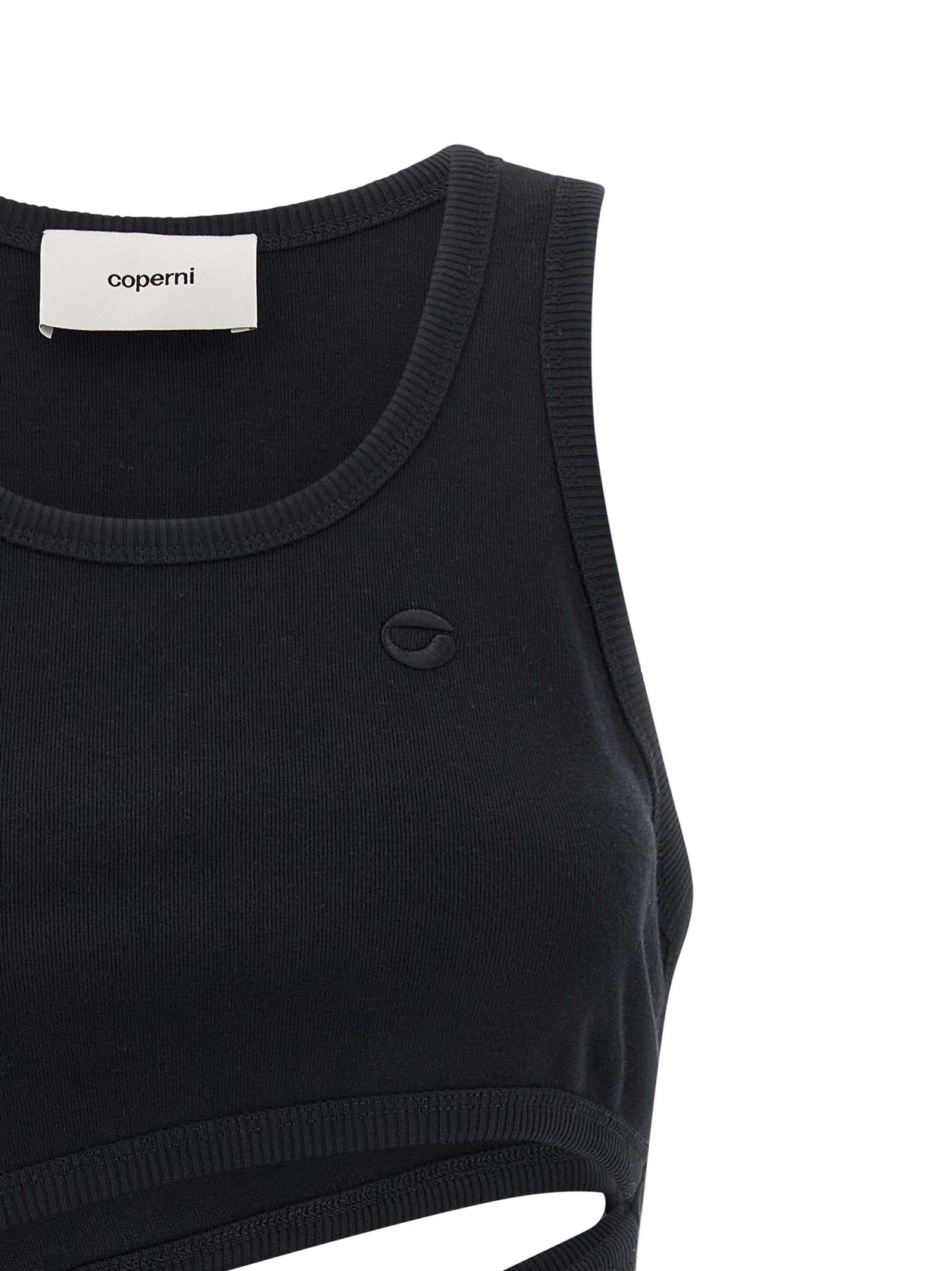 Tank Top by Coperni for women in organic cotton black showcases a sublime silhouette, with and details for a sublime finish.